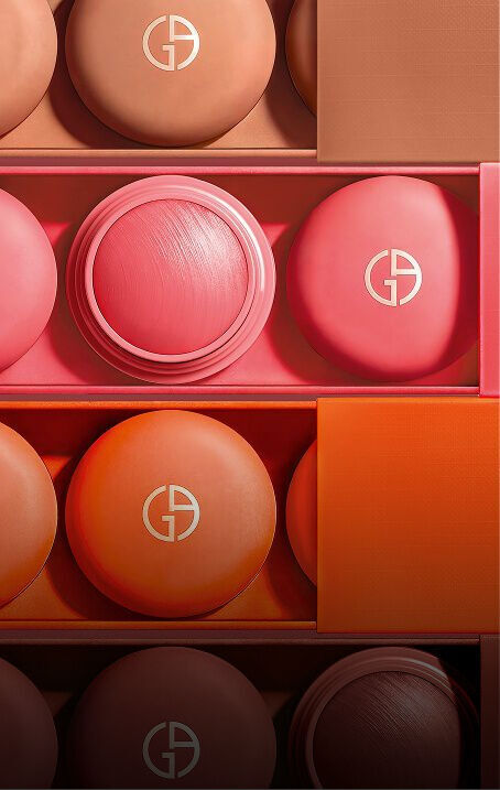 Armani Beauty Dolci Blush collection with pink, coral and nude cream-to-powder blushes for a soft blurred finish.